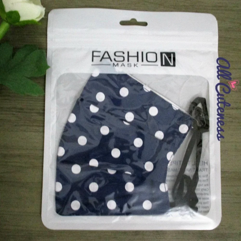 🎀 Navy Polkadot Fabric Face Mask